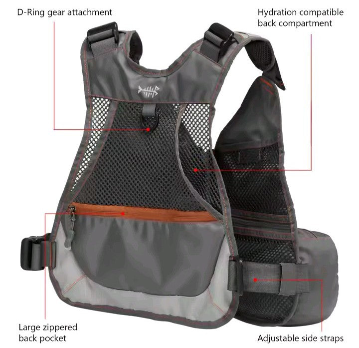 Bassdash® Gilet Tecnico da Pesca Regolabile – Multi-Tasca e Traspirante