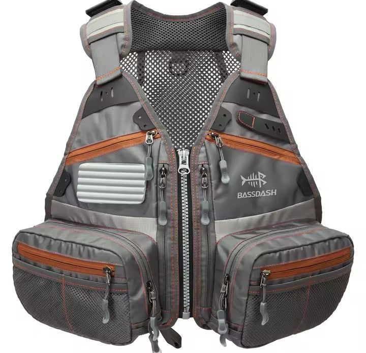Bassdash® Gilet Tecnico da Pesca Regolabile – Multi-Tasca e Traspirante