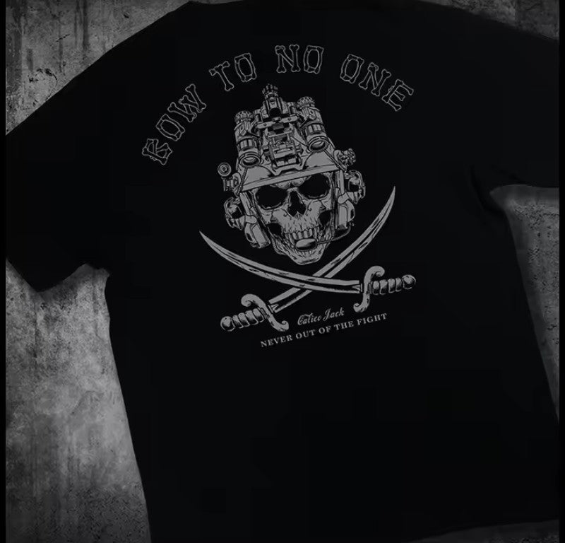 T-Shirt  "Bow To No One" - Grafica Operator Skull 100%cotone