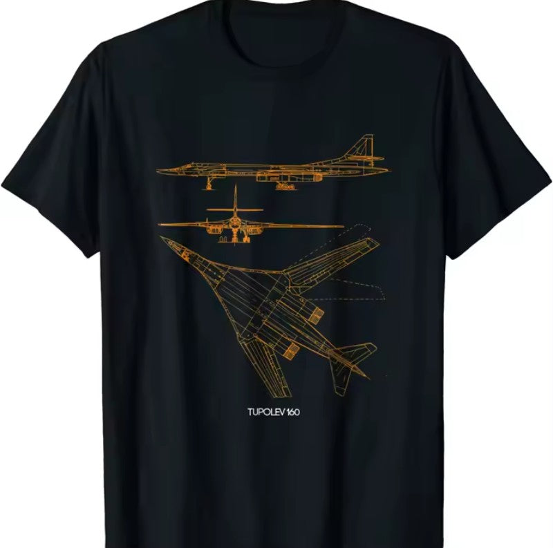 T-Shirt Tecnica "Tupolev Tu-160" - Illustrazione Blueprint Aeronautico