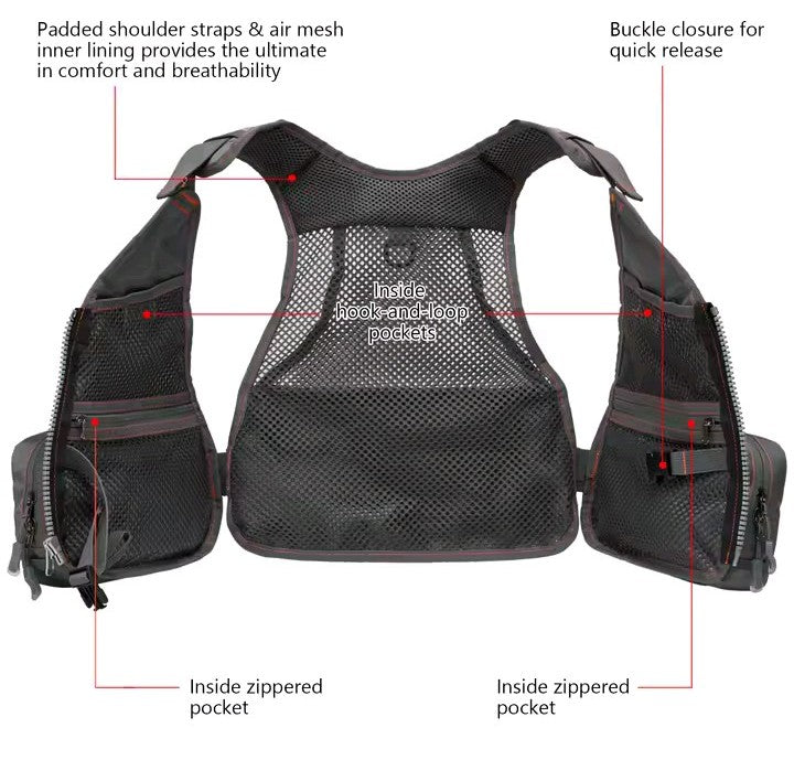 Bassdash® Gilet Tecnico da Pesca Regolabile – Multi-Tasca e Traspirante