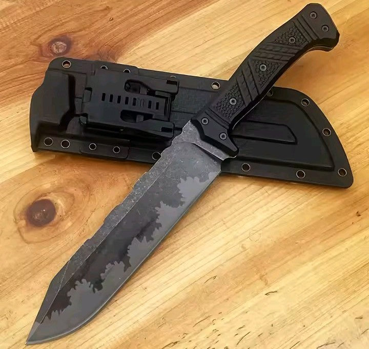 Coltello Tattico da Sopravvivenza Bushcraft con Fodero Rigido Kydex-Style