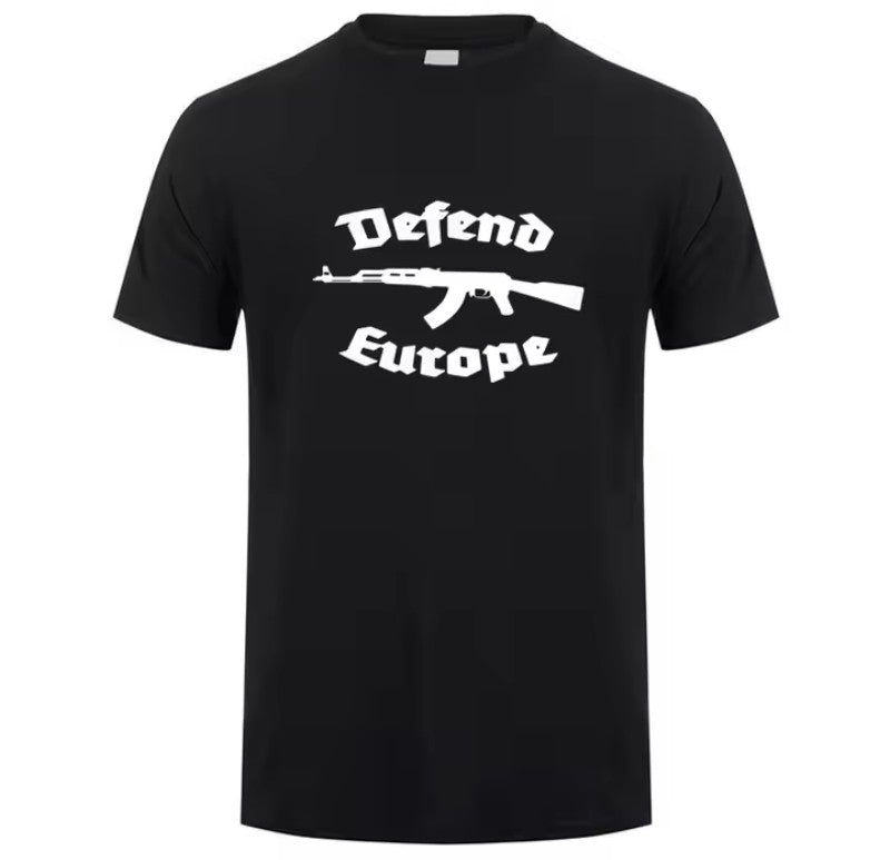T-Shirt Grafica "Defend Europe" – Design Minimalista