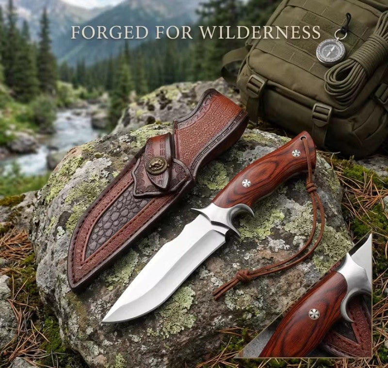 Coltello  "Wilderness Hunter" in Acciaio M390 – Full Tang con Fodero in Cuoio Premium