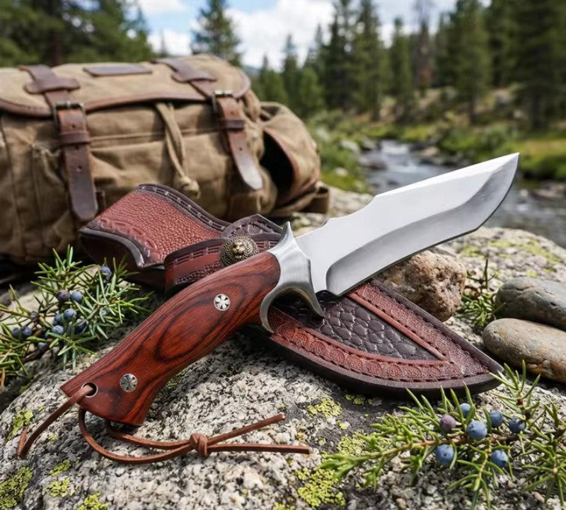 Coltello  "Wilderness Hunter" in Acciaio M390 – Full Tang con Fodero in Cuoio Premium