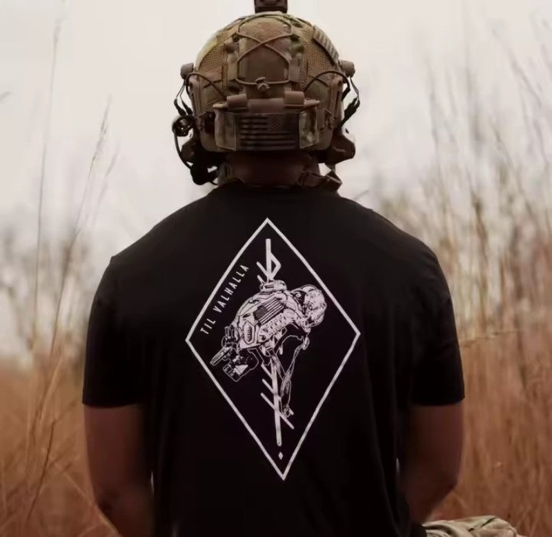 T-Shirt Tattica "Til Valhalla" - Grafica Operator & Rune Design