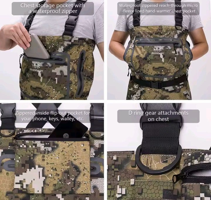 Bassdash® Veil Camo – Waders Professionali Traspiranti a Salopette (Stocking Foot)