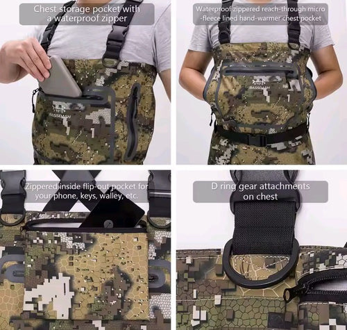 Bassdash® Veil Camo – Waders Professionali Traspiranti a Salopette (Stocking Foot)