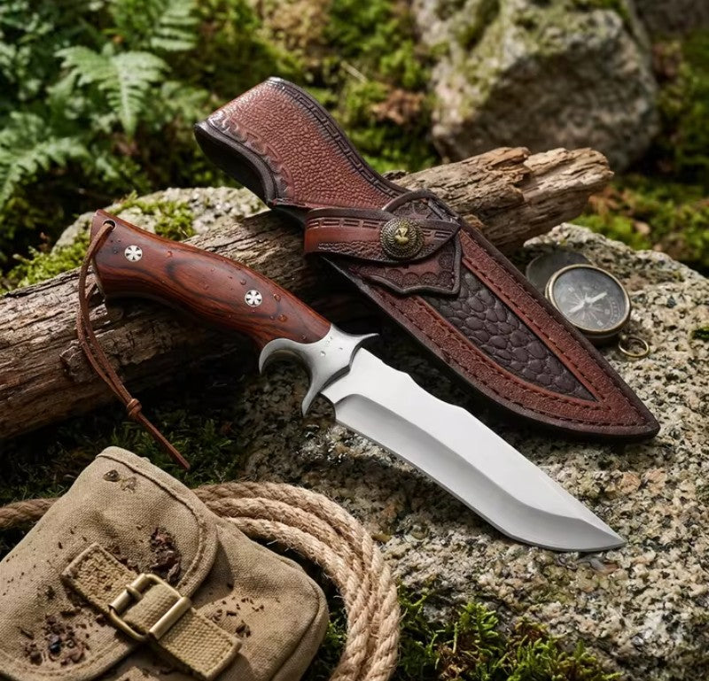 Coltello  "Wilderness Hunter" in Acciaio M390 – Full Tang con Fodero in Cuoio Premium